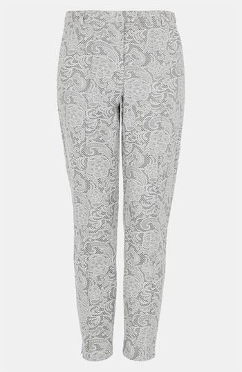 Topshop Lace Jacquard Crop Cigarette Pants Womens