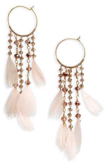Women's Serefina Cascading Crystal & Feather Hoop Earrings