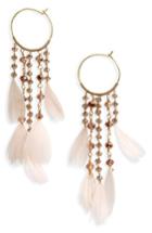Women's Serefina Cascading Crystal & Feather Hoop Earrings