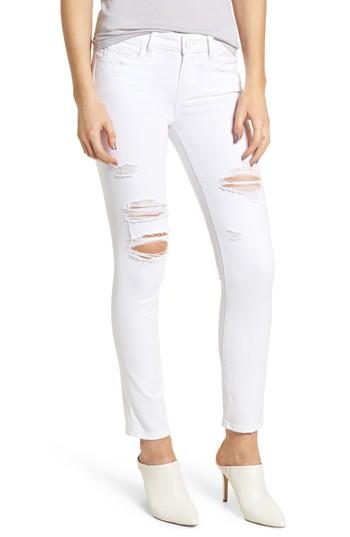 Women's Paige Skyline Ripped Ankle Skinny Jeans - White