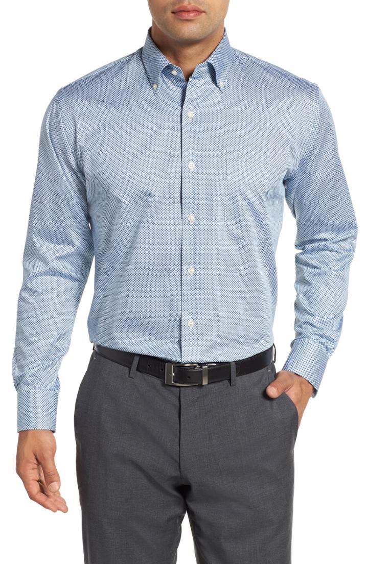 Men's Peter Millar Diamond In The Rough Fit Sport Shirt, Size Small - Blue