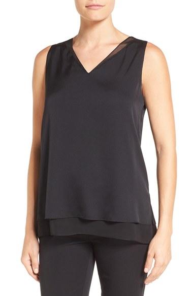 Women's Classiques Entier Sheer Inset Stretch Silk Top