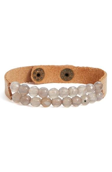 Women's Panacea Beige Beaded Leather Bracelet