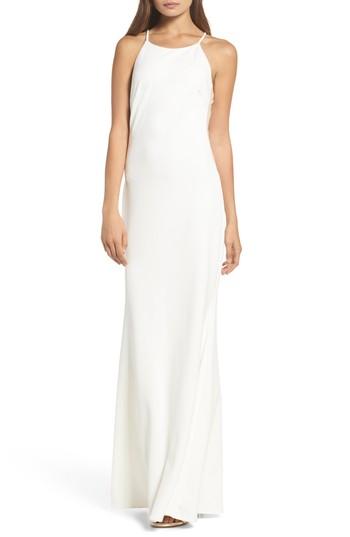 Women's Lulus Contrast Side Trumpet Gown - White