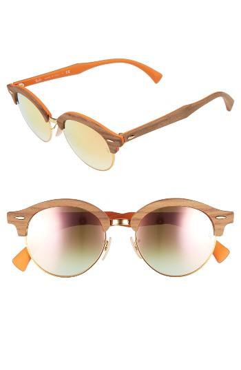 Women's Ray-ban 51mm Mirrored Round Sunglasses - Bronze