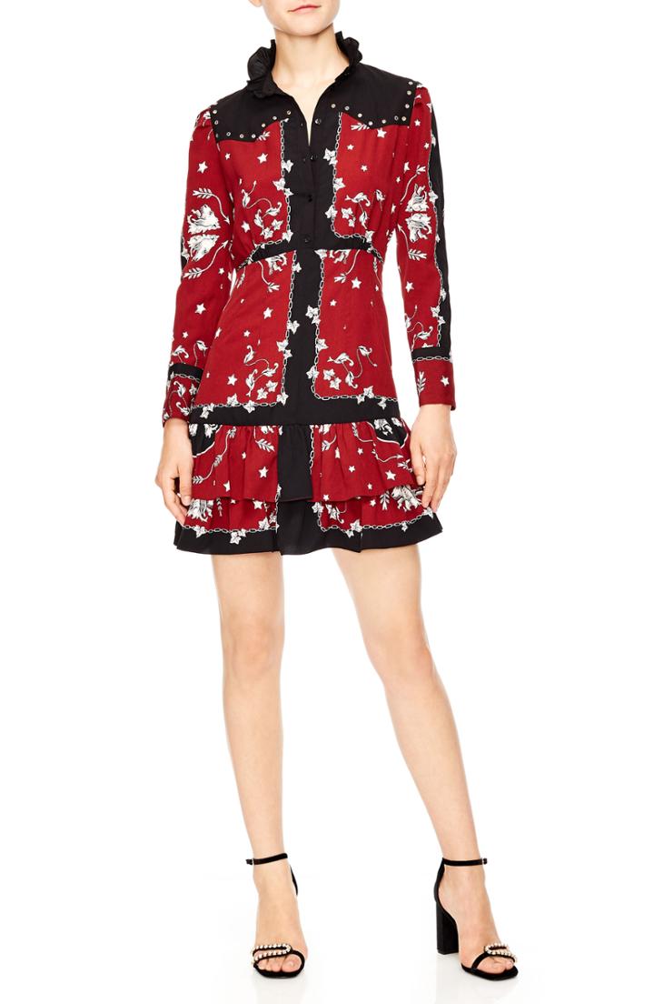 Women's Sandro Grommet Detail Mini Dress Us / 36 Fr - Red