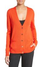 Women's Tory Burch Madeline Merino Wool Cardigan - Coral