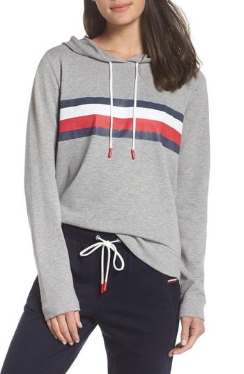Women's Tommy Hilfiger Stripe Hoodie - Grey