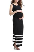 Women's Kimi And Kai Amy Stripe Maxi Maternity Dress - Black