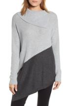 Women's Vince Camuto Asymmetrical Colorblock Cotton Blend Tunic Sweater - Grey
