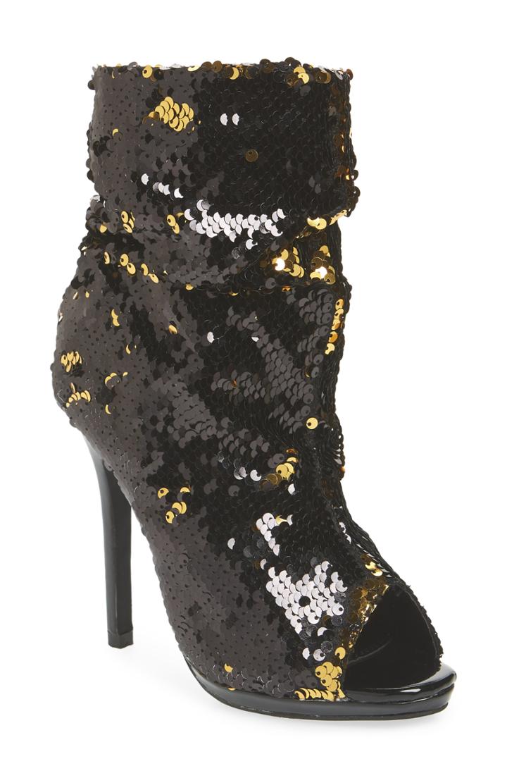 Women's Lauren Lorraine Marlow Sequin Slouch Bootie M - Black