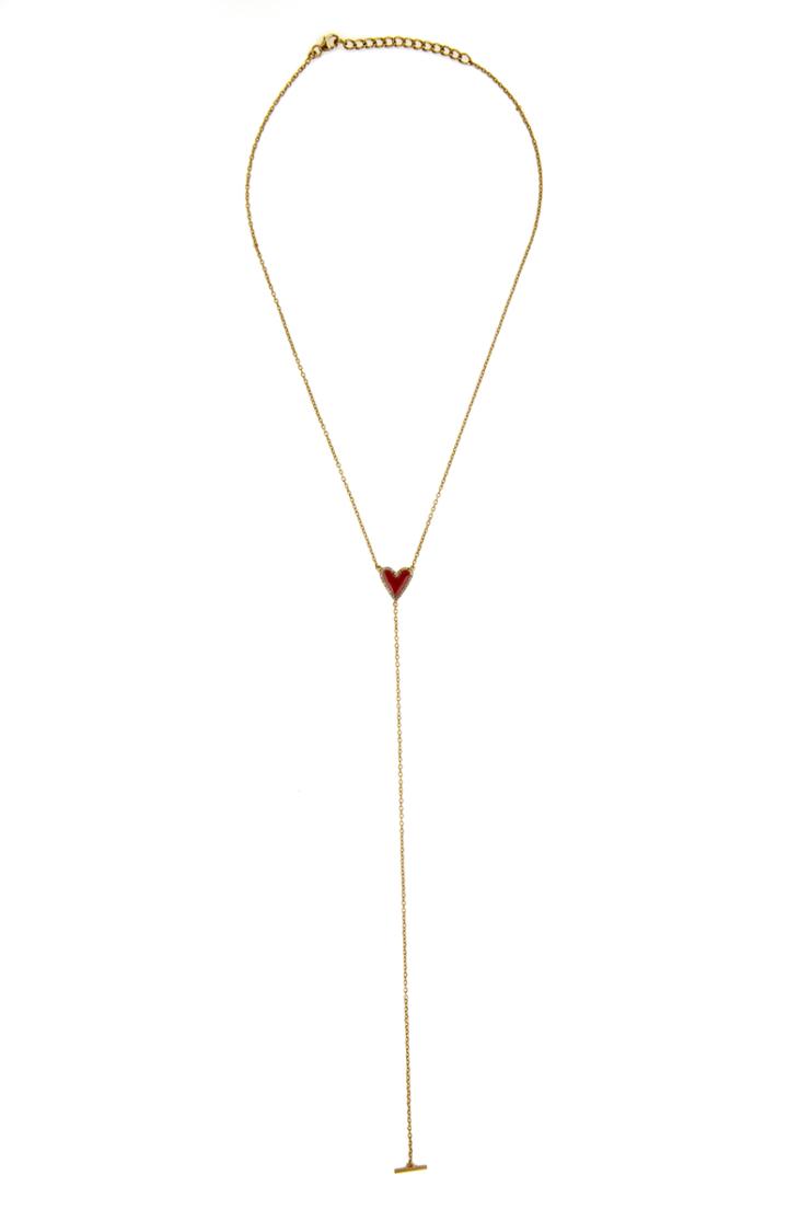 Women's Adornia Enamel Heart & Diamond Y-necklace