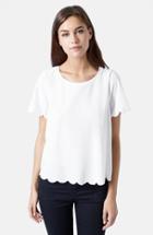 Women's Topshop Scallop Frill Tee Us (fits Like 2-4) - White