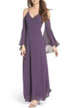 Women's Lulus Cold Shoulder Chiffon Maxi Dress
