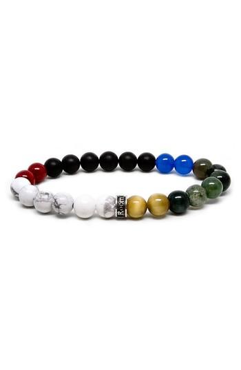 Men's Room101 Agate Coral Tiger's Eye Stretch Bracelet