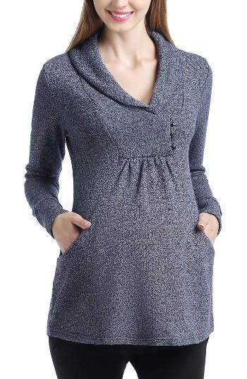 Women's Kimi And Kai Sadie Shawl Collar Maternity Sweatshirt - Blue