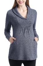 Women's Kimi And Kai Sadie Shawl Collar Maternity Sweatshirt - Blue