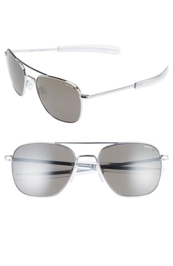Men's Randolph Engineering 58mm Polarized Aviator Sunglasses - Bright Chrome