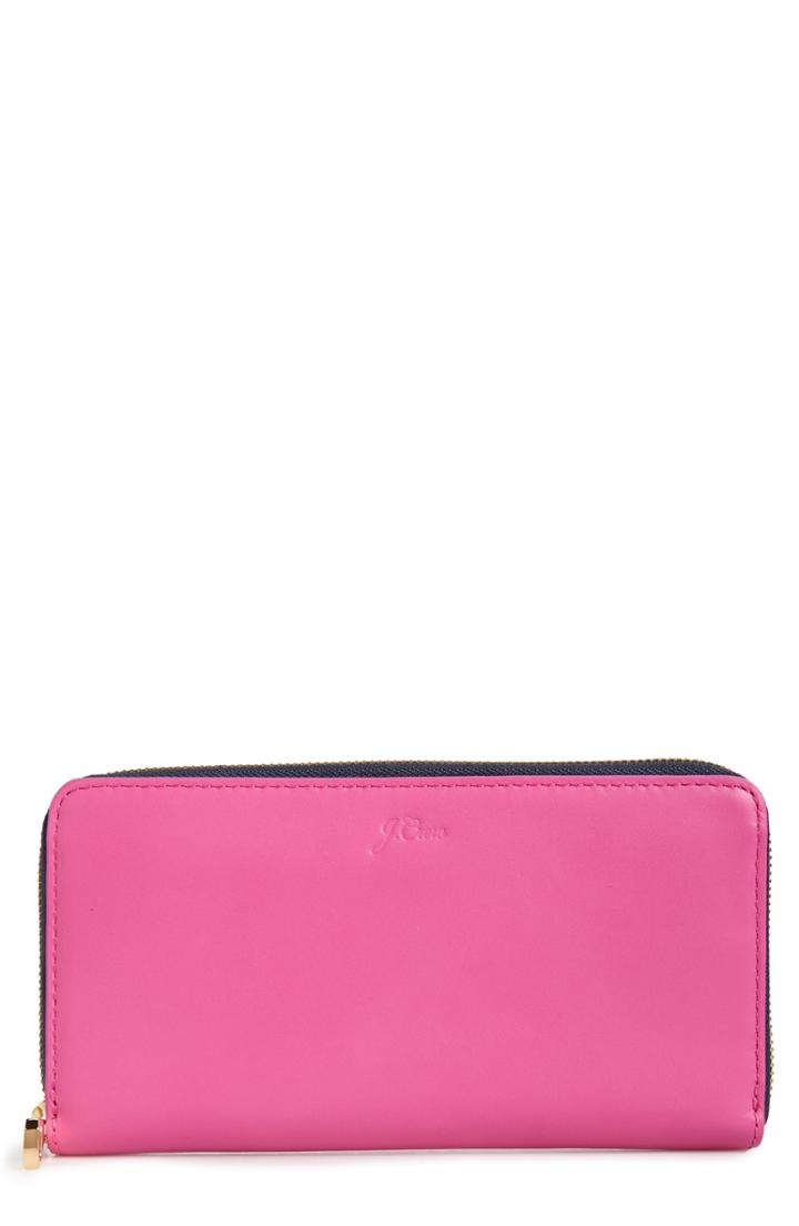 Women's J.crew Harper Leather Continental Wallet - Pink
