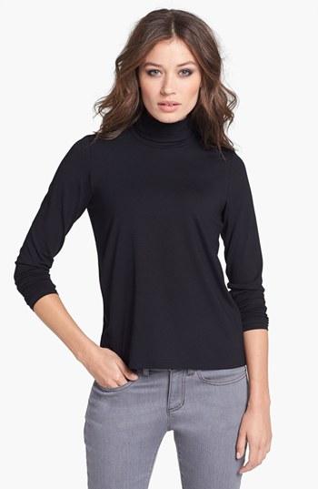 Women's Eileen Fisher Scrunch Neck Top - Black