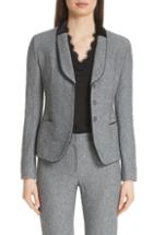 Women's Emporio Armani Velvet Trim Jacket Us / 36 It - Grey