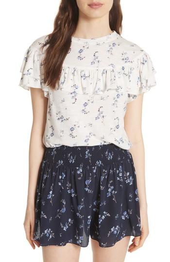 Women's Rebecca Taylor Ruffle Sleeve Cotton Jersey Top - White