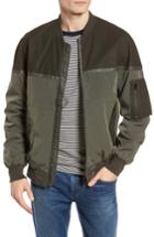 Men's French Connection Patchwork Waxed Bomber Jacket - Green