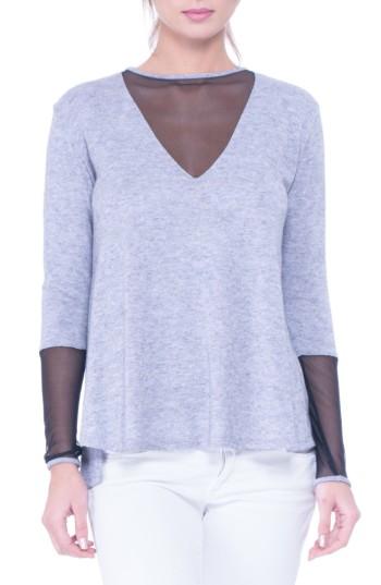 Women's Olian Valerie Mesh Detail Maternity Sweater - Grey