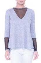 Women's Olian Valerie Mesh Detail Maternity Sweater - Grey