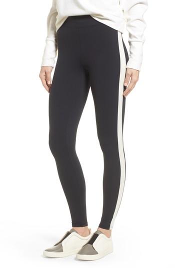 Women's Yummie Stripe High Waist Ankle Leggings - Black