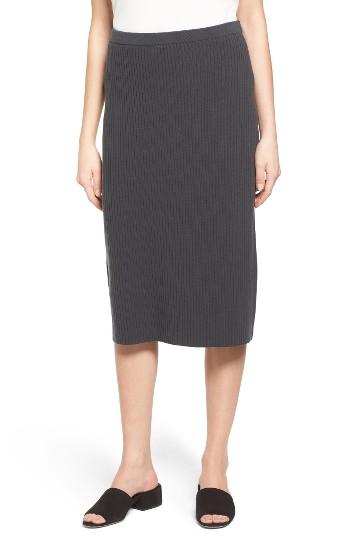 Women's Eileen Fisher Ribbed Straight Skirt, Size - Grey