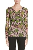 Women's Fuzzi Ruched Front Floral Print Top - Pink