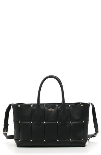 Valentino Garavani Rockstud Small Patchwork Leather Tote - Black