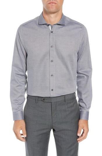 Men's Ted Baker London Brocco Modern Fit Geometric Dress Shirt - Black