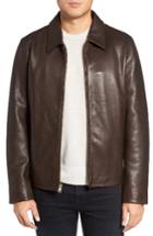 Men's Vince Camuto Leather Zip Front Jacket - Brown