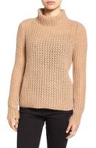 Women's Halogen Stitch Detail Cashmere Mock Neck Sweater - Brown