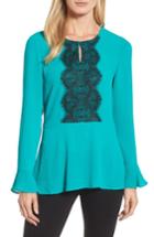 Women's Chaus Lace Trim Bell Sleeve Top