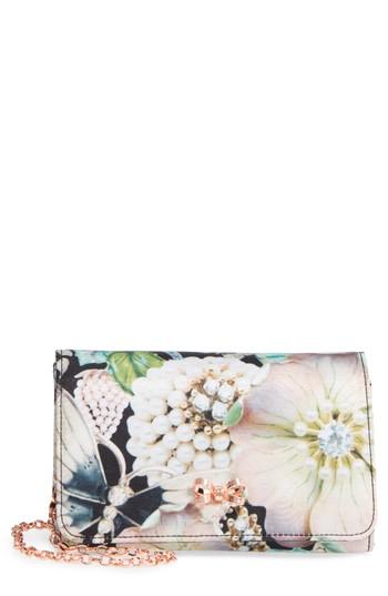 Ted Baker London Gem Gardens Grosgrain Clutch - Black