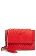 Tory Burch Small Fleming Leather Convertible Shoulder Bag - Red