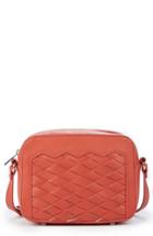 Sole Society Hand Woven Faux Leather Crossbody Bag - Coral