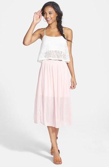 Everly Pleated Midi Skirt (juniors) Pink