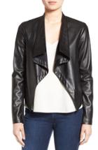Women's Bb Dakota 'peppin' Drape Front Faux Leather Jacket - Black