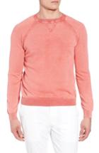 Men's David Donahue Stonewash Cotton Sweatshirt - Orange