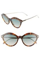 Women's Tom Ford Chloe 57mm Cat Eye Sunglasses - Havana/ Rose Gold/ Turquoise