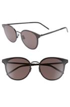Women's Saint Laurent 64mm Oversize Flat Front Round Sunglasses - Black/ Black