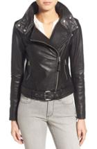 Women's Mackage Belted Leather Moto Jacket