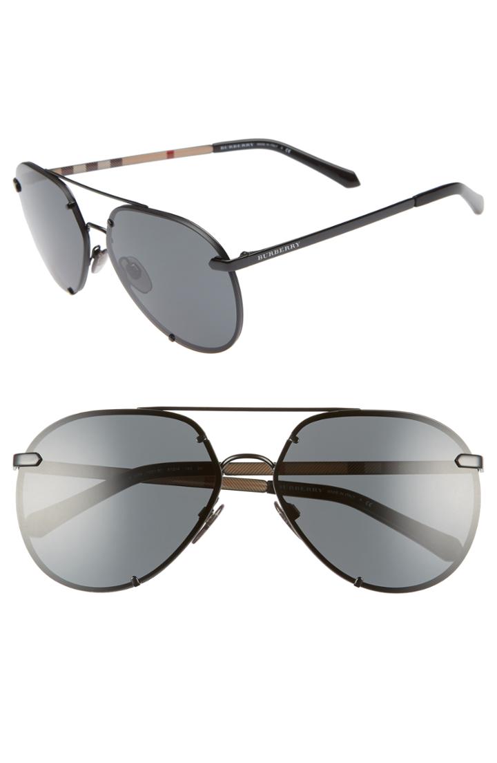 Women's Burberry Trench 61mm Aviator Sunglasses - Black Solid