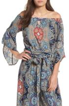 Women's Band Of Gypsies Bella Paisley Off The Shoulder Top - Blue