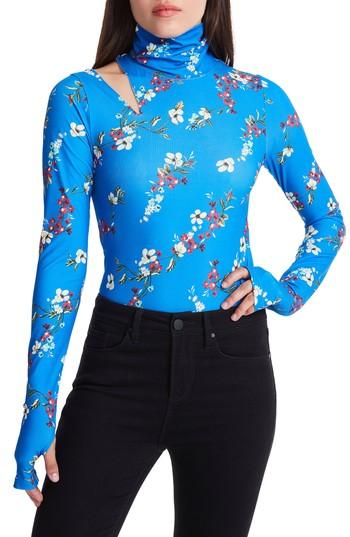 Women's Afrm Como Cutout Ribbed Bodysuit - Blue