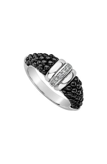 Women's Lagos Black Caviar Diamond Tapered Ring